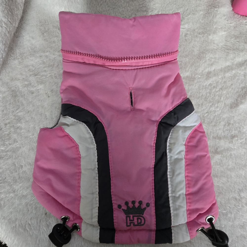 Pink Hip Doggie Pet Jacket with Crown Logo XS